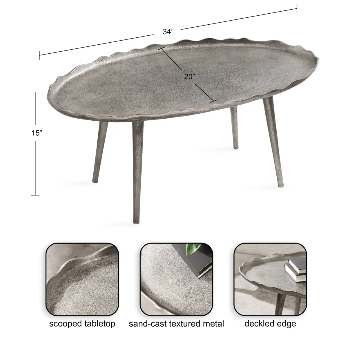 Alessia Oval Metal Coffee Table - kateandlaurel