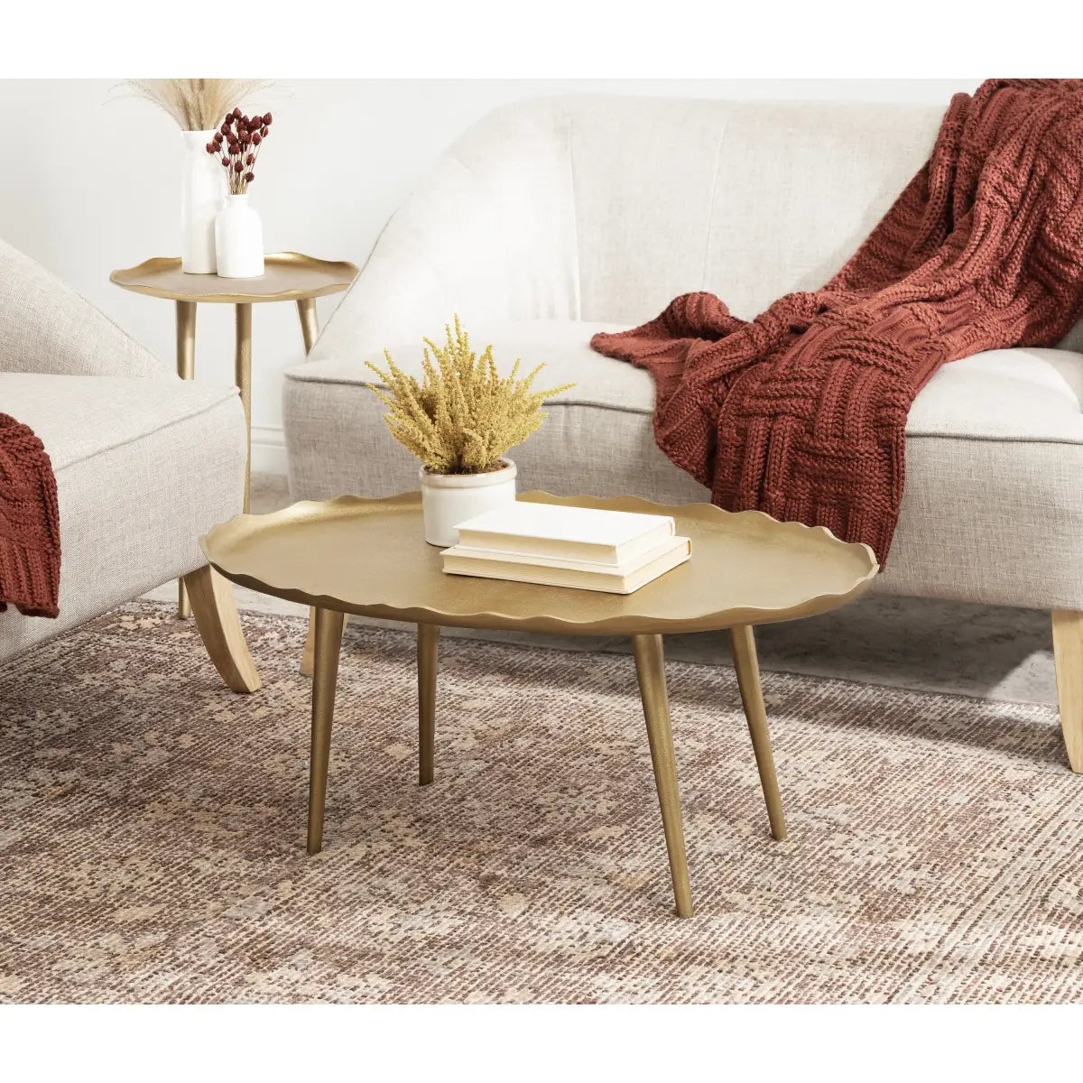 Alessia Oval Metal Coffee Table - kateandlaurel