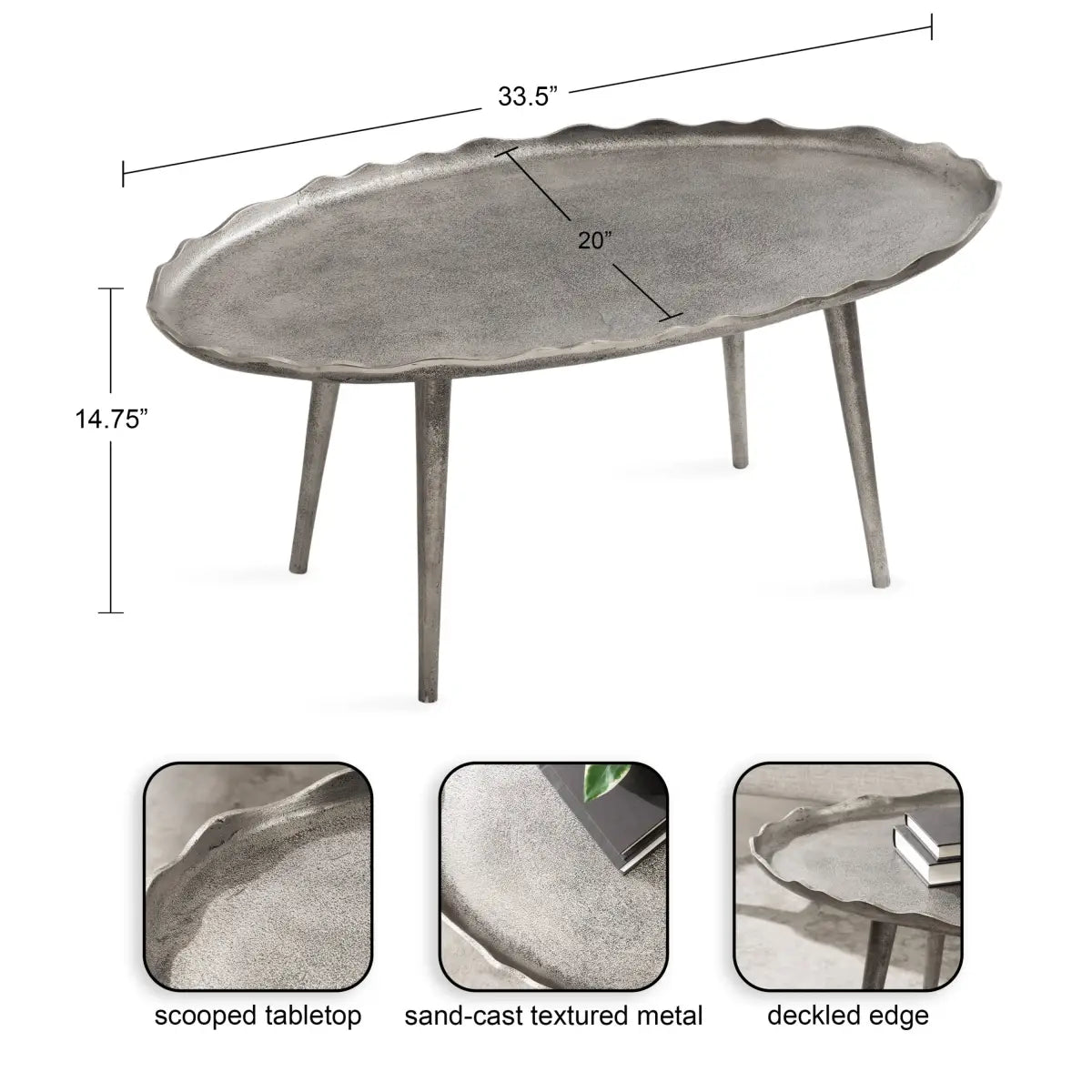 Alessia Oval Metal Coffee Table - kateandlaurel