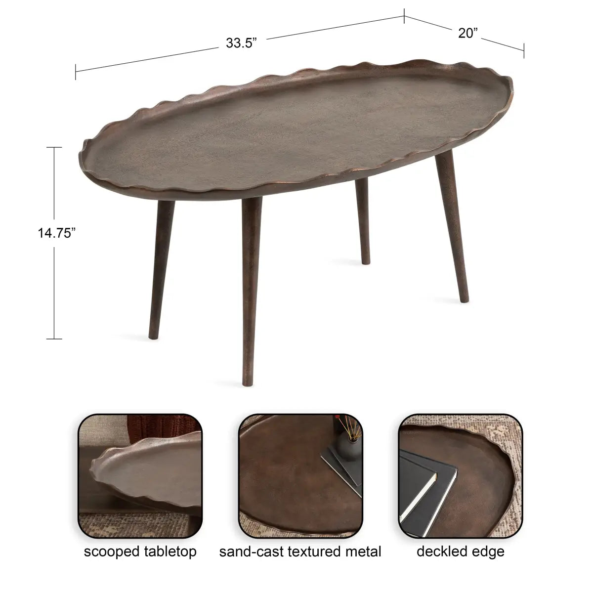 Alessia Oval Metal Coffee Table - kateandlaurel