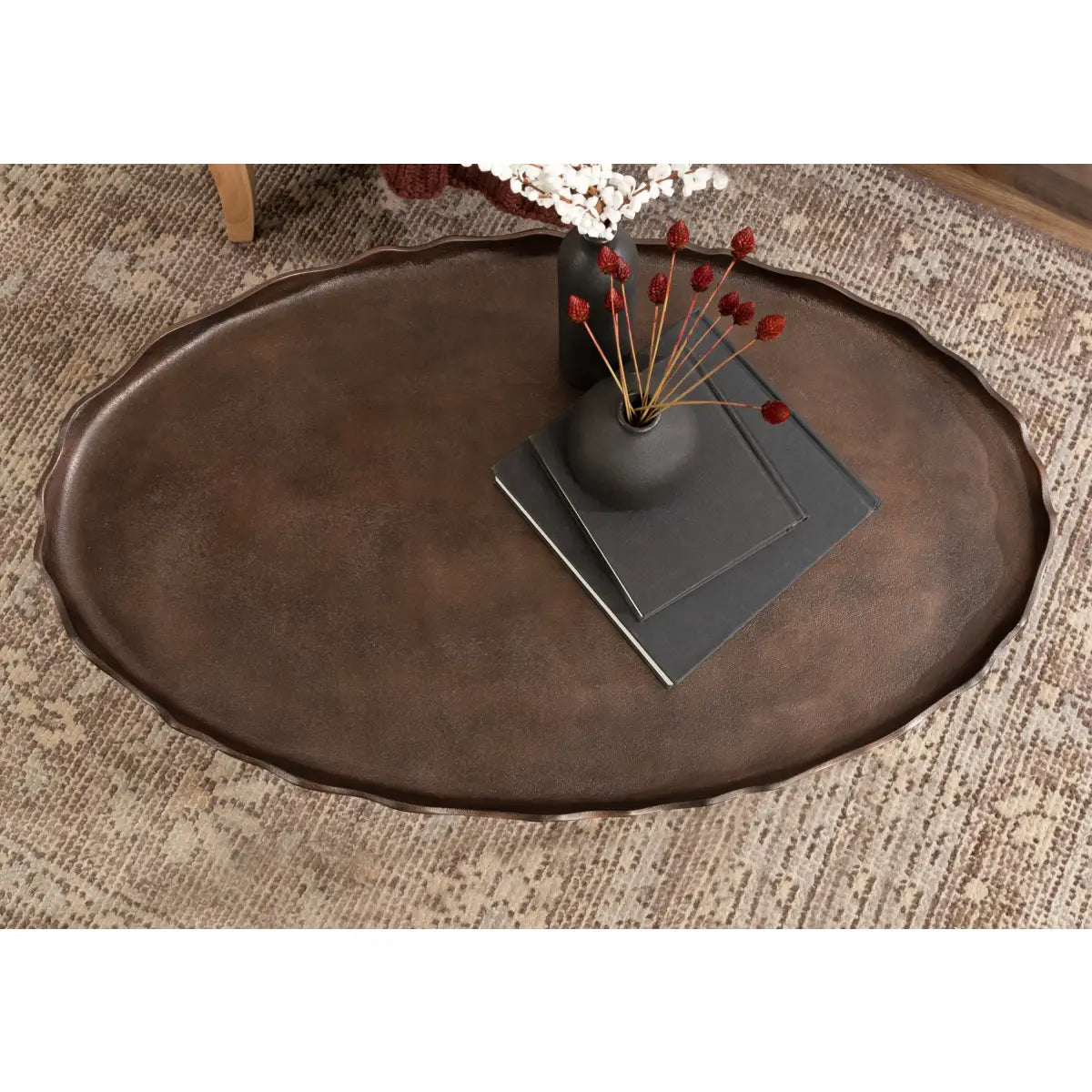 Alessia Oval Metal Coffee Table - kateandlaurel