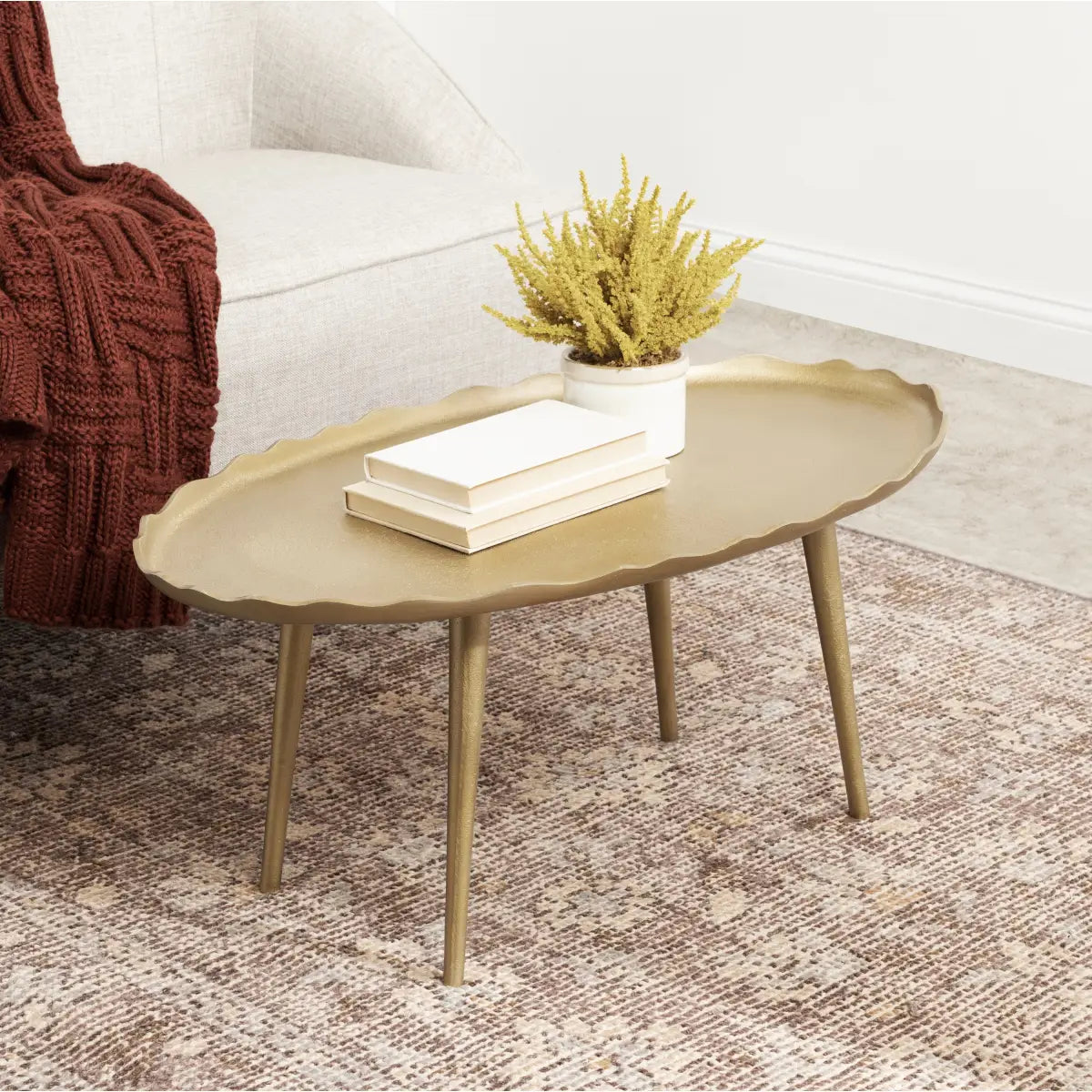 Alessia Oval Metal Coffee Table - kateandlaurel