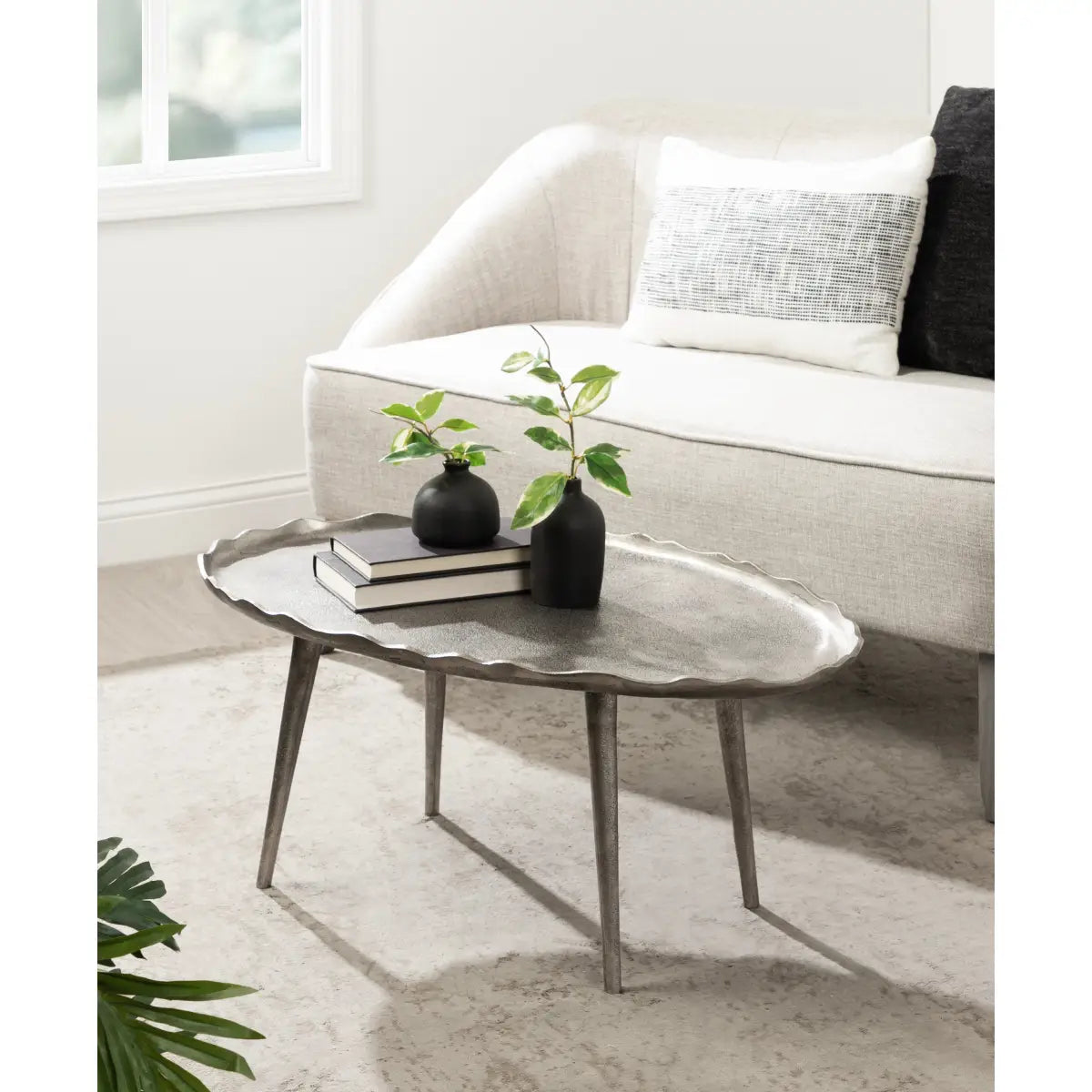 Alessia Oval Metal Coffee Table - kateandlaurel