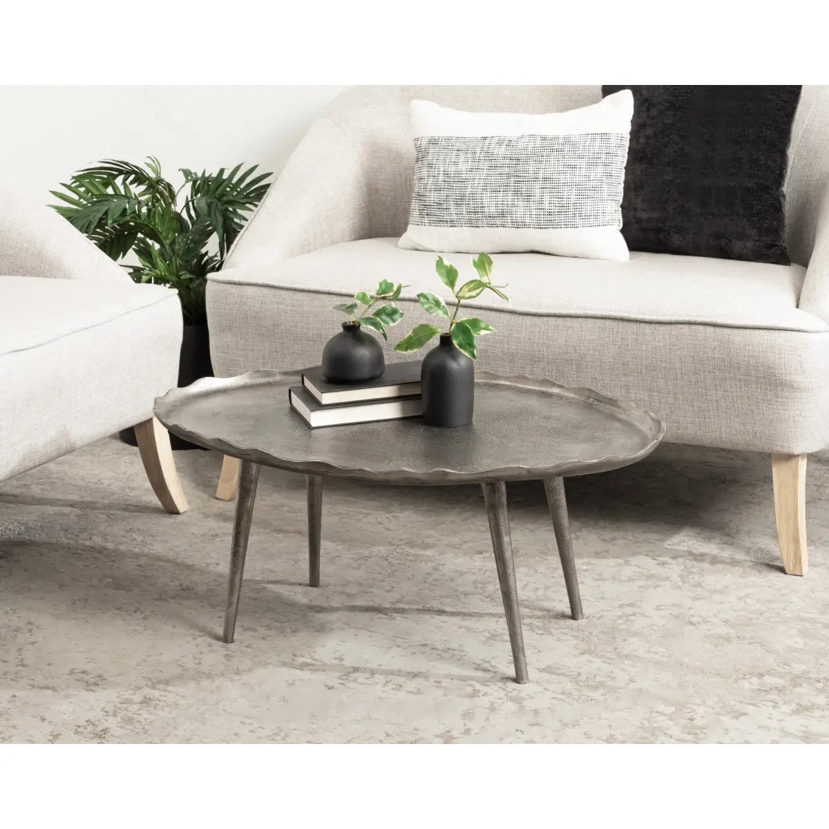 Alessia Oval Metal Coffee Table - kateandlaurel
