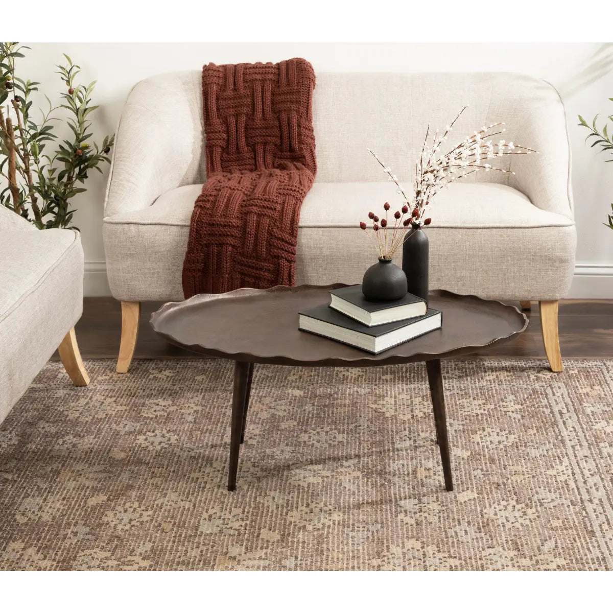 Alessia Oval Metal Coffee Table - kateandlaurel