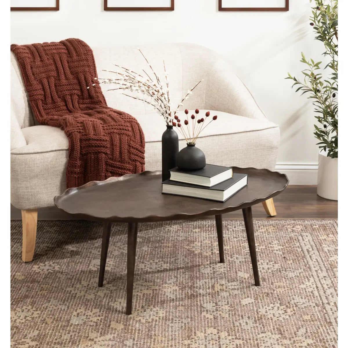 Alessia Oval Metal Coffee Table - kateandlaurel