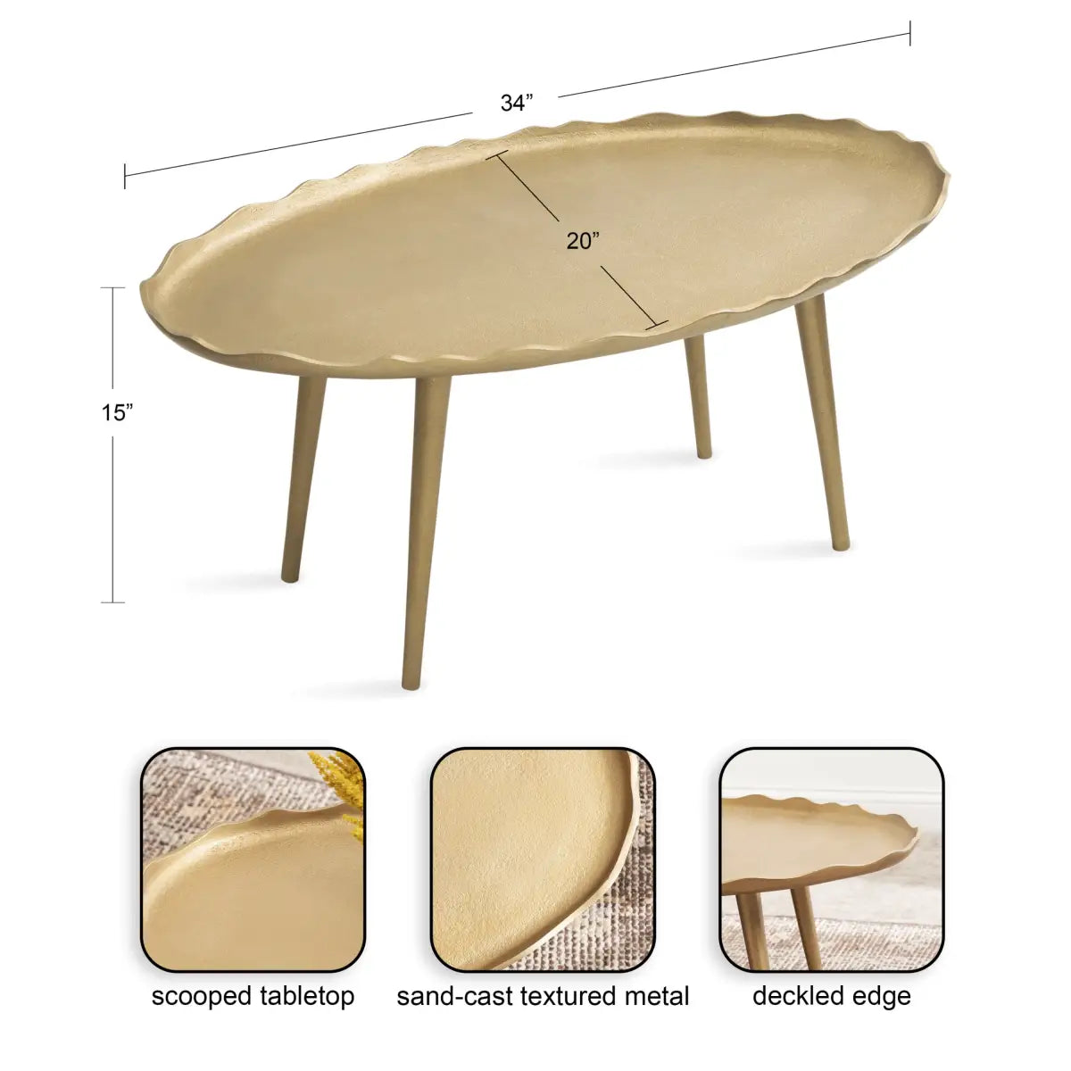 Alessia Oval Metal Coffee Table - kateandlaurel