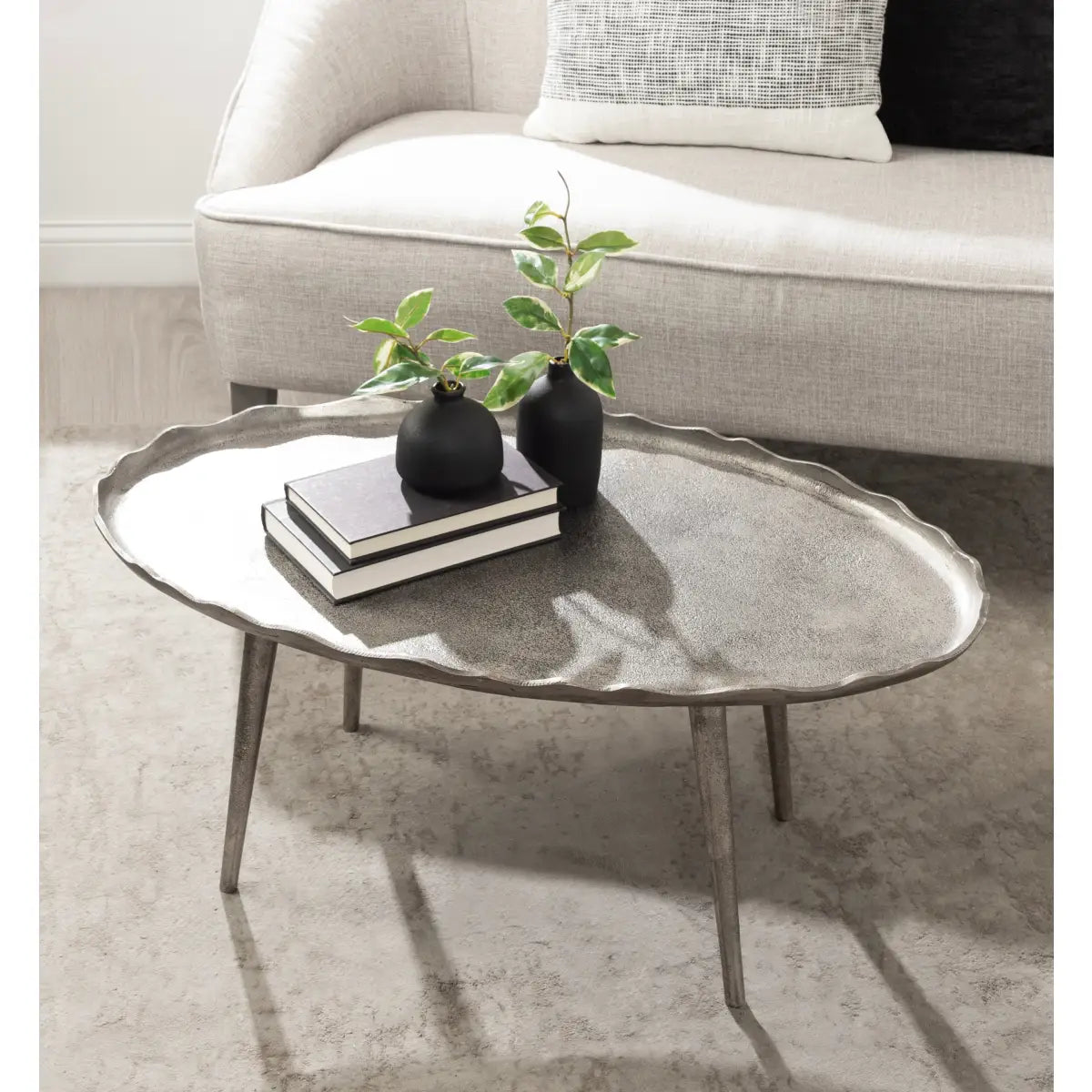 Alessia Oval Metal Coffee Table - kateandlaurel