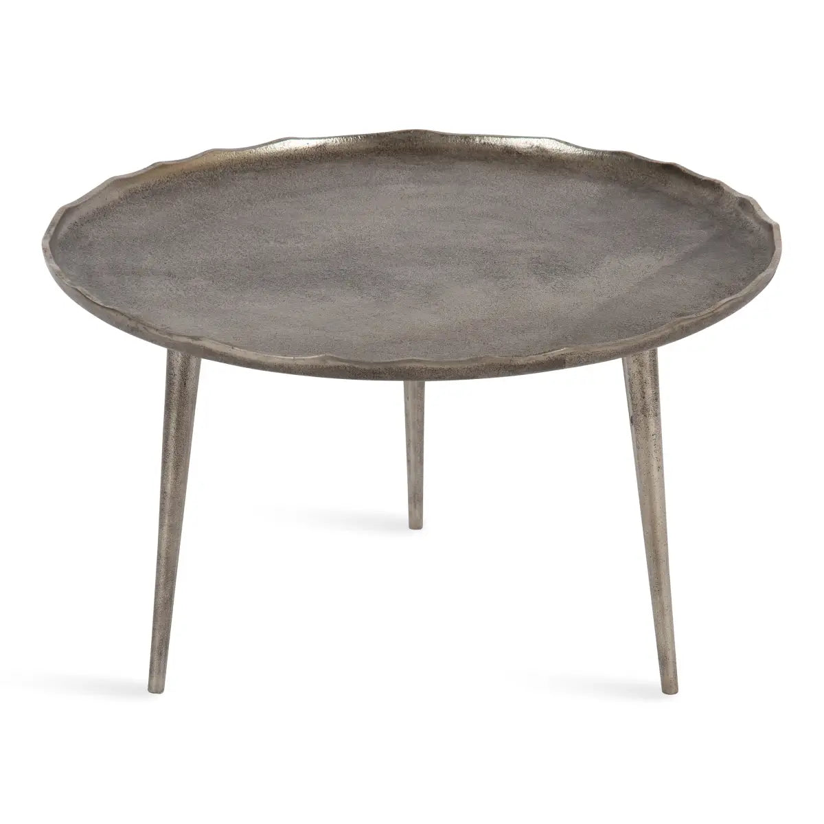 Alessia Round Metal Coffee Table - Silver - kateandlaurel