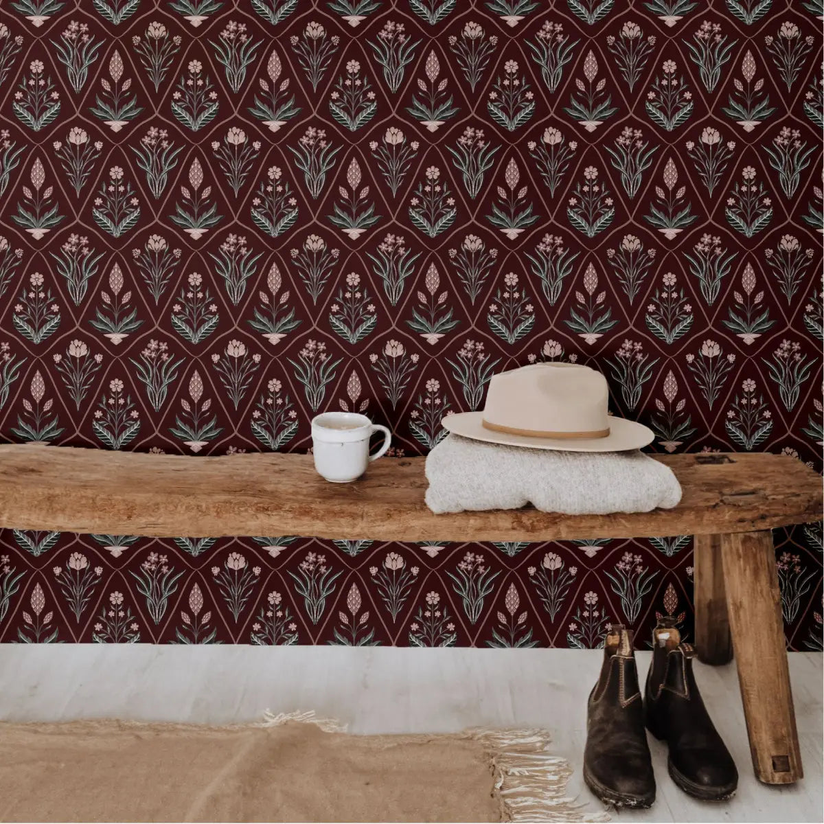 Alexandra Wallpaper - Geometric Flowers - by Lisee Ree - Loomwell Home Goods