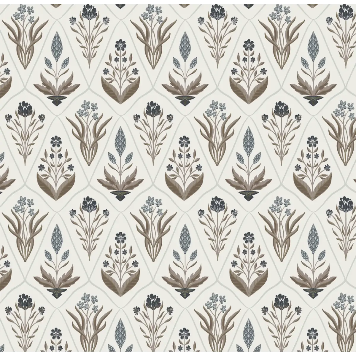 Alexandra Wallpaper - Geometric Flowers - by Lisee Ree - Sample 1 foot by 1 foot / White - Loomwell Home Goods