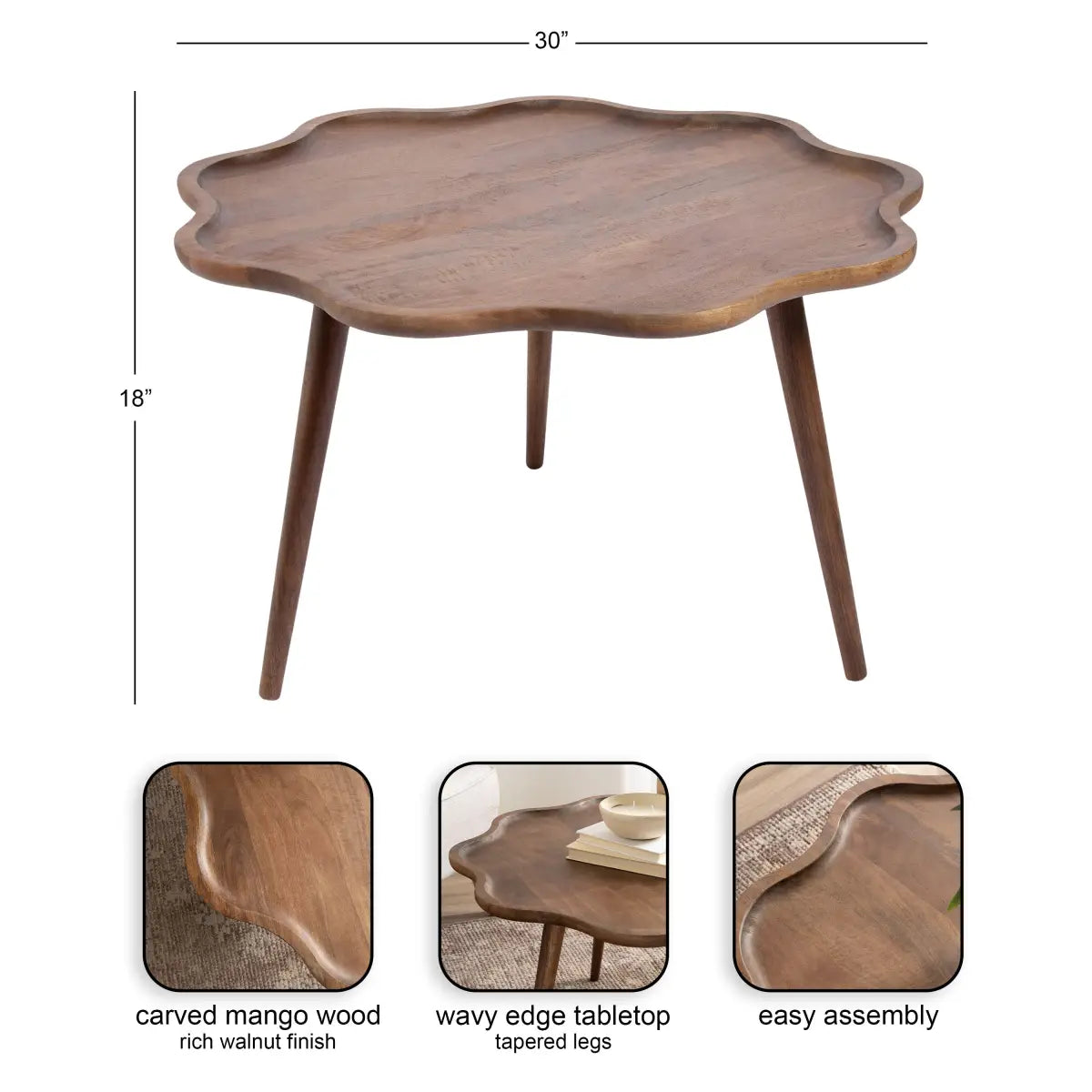 Alezar Scallop Wood Coffee Table - kateandlaurel