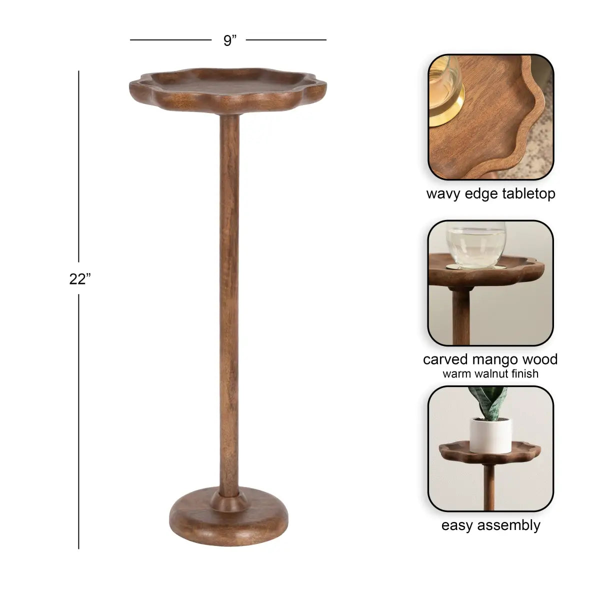 Alezar Scallop Wood Cocktail Table or Plant Stand - kateandlaurel