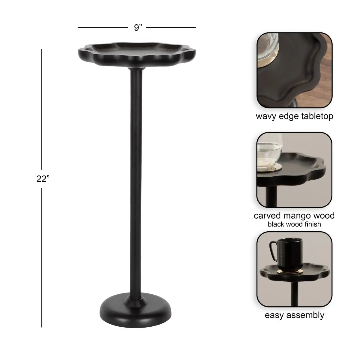 Alezar Scallop Wood Cocktail Table or Plant Stand - kateandlaurel