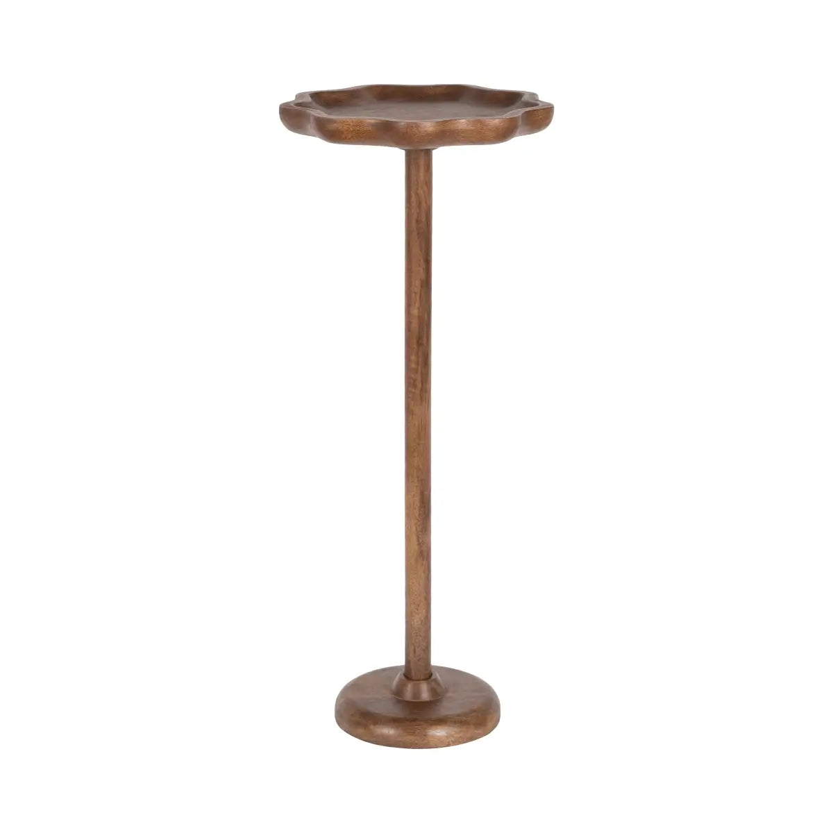 Alezar Scallop Wood Cocktail Table or Plant Stand - Walnut Brown - kateandlaurel