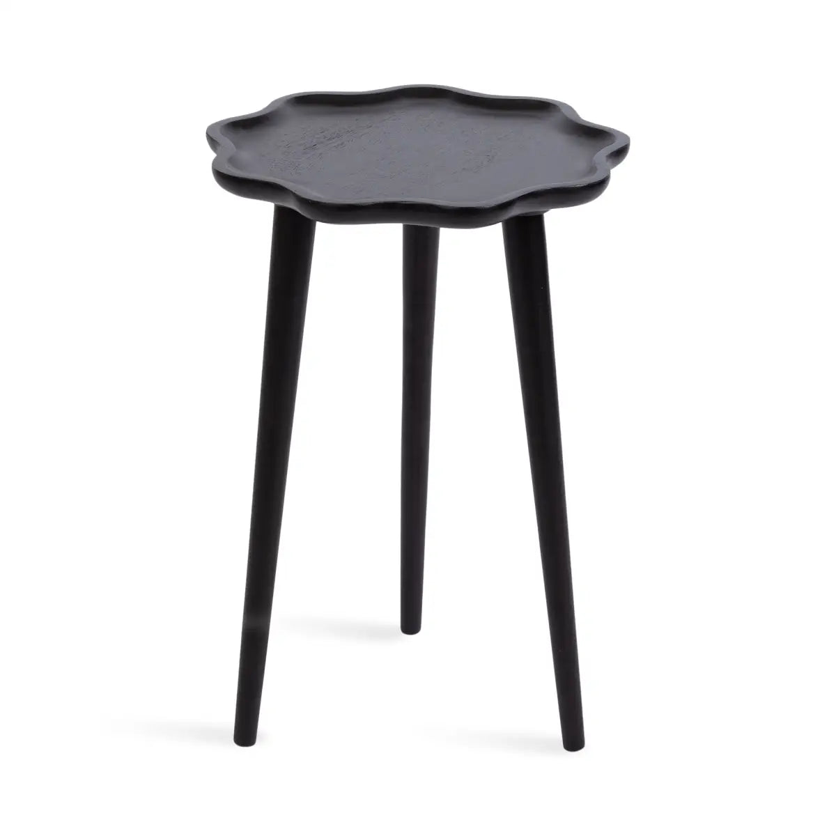 Alezar Scallop Wood Side Table - Black / 15x15x22 - kateandlaurel