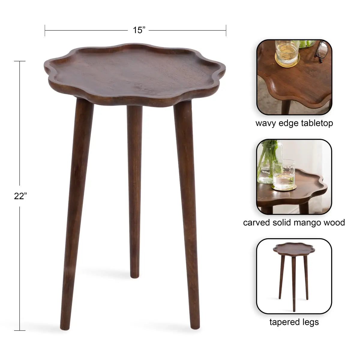 Alezar Scallop Wood Side Table - kateandlaurel