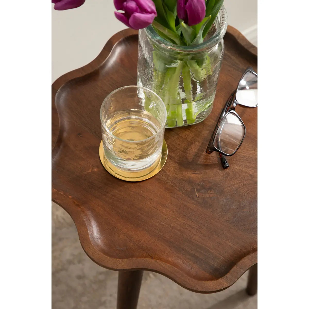 Alezar Scallop Wood Side Table - kateandlaurel