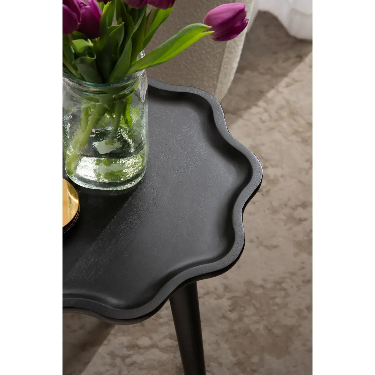 Alezar Scallop Wood Side Table - kateandlaurel
