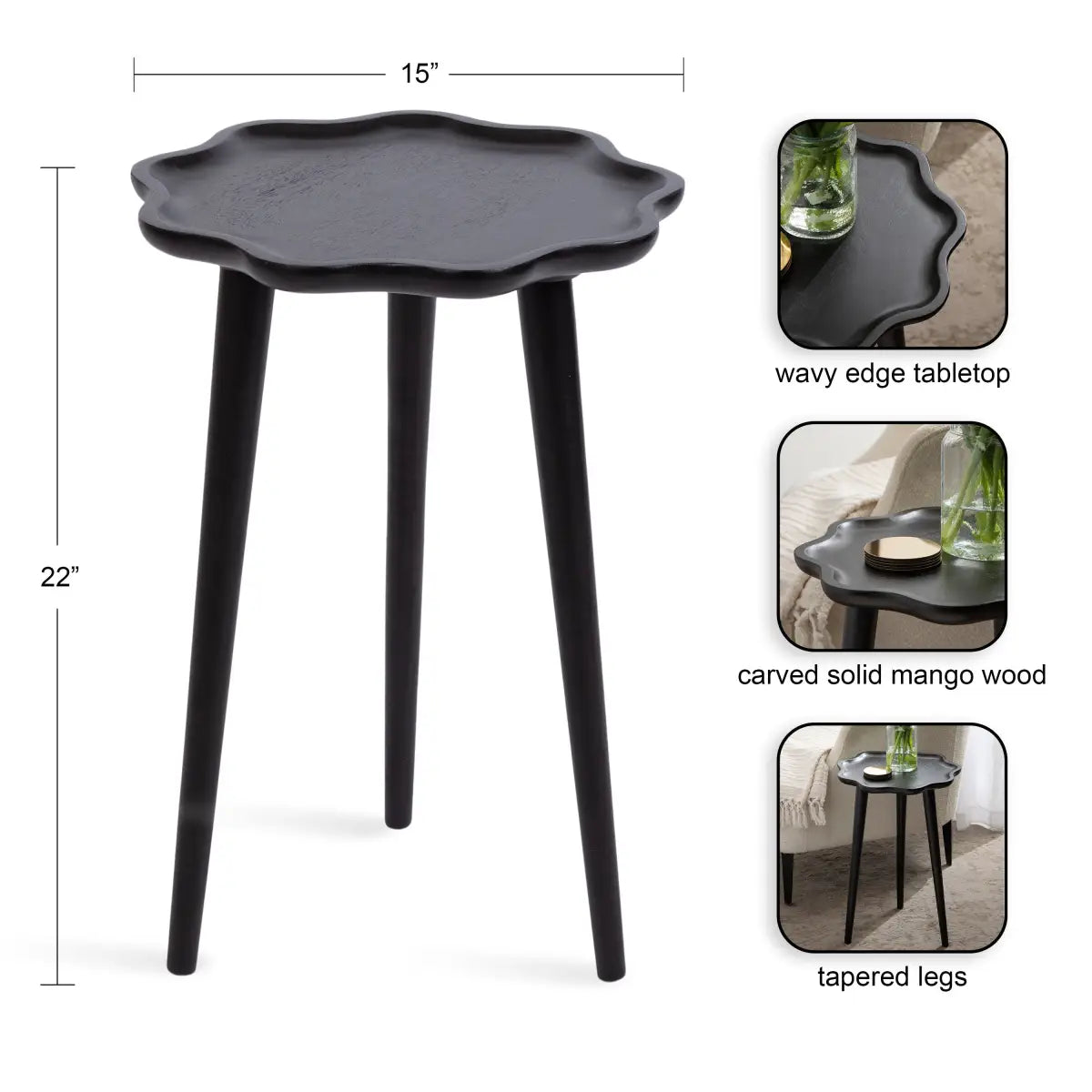Alezar Scallop Wood Side Table - kateandlaurel