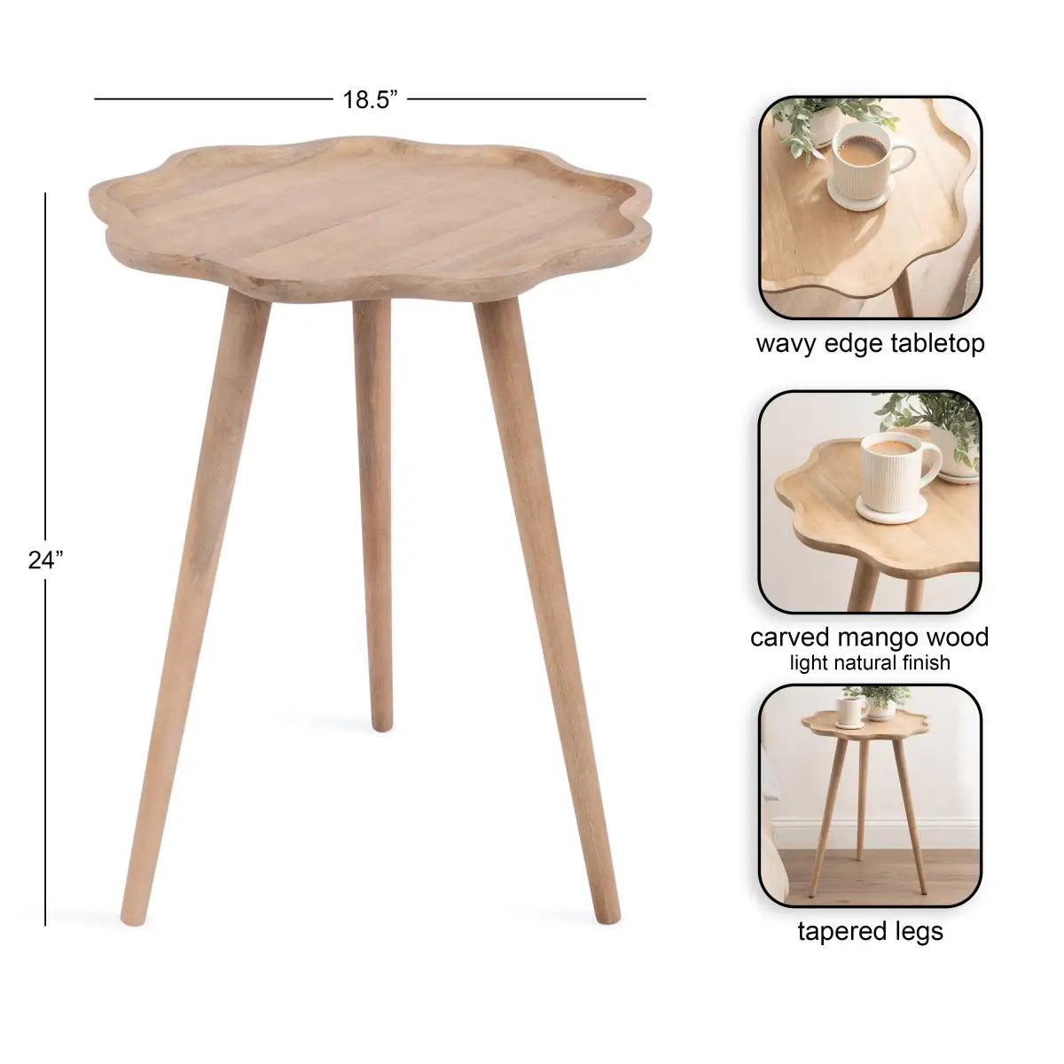 Alezar Scallop Wood Side Table - kateandlaurel