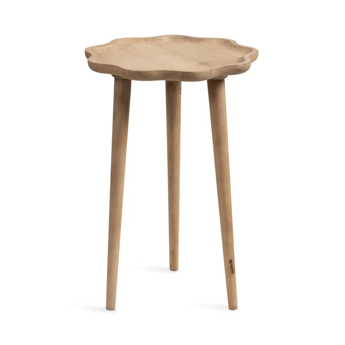 Alezar Scallop Wood Side Table - Natural / 15x15x22 - kateandlaurel