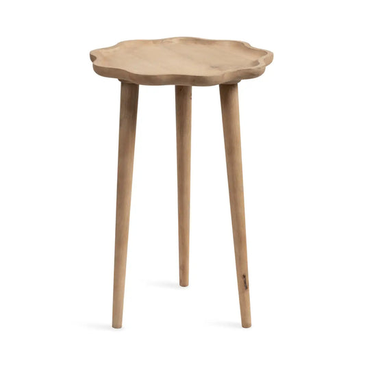 Alezar Scallop Wood Side Table - Natural / 15x15x22 - kateandlaurel