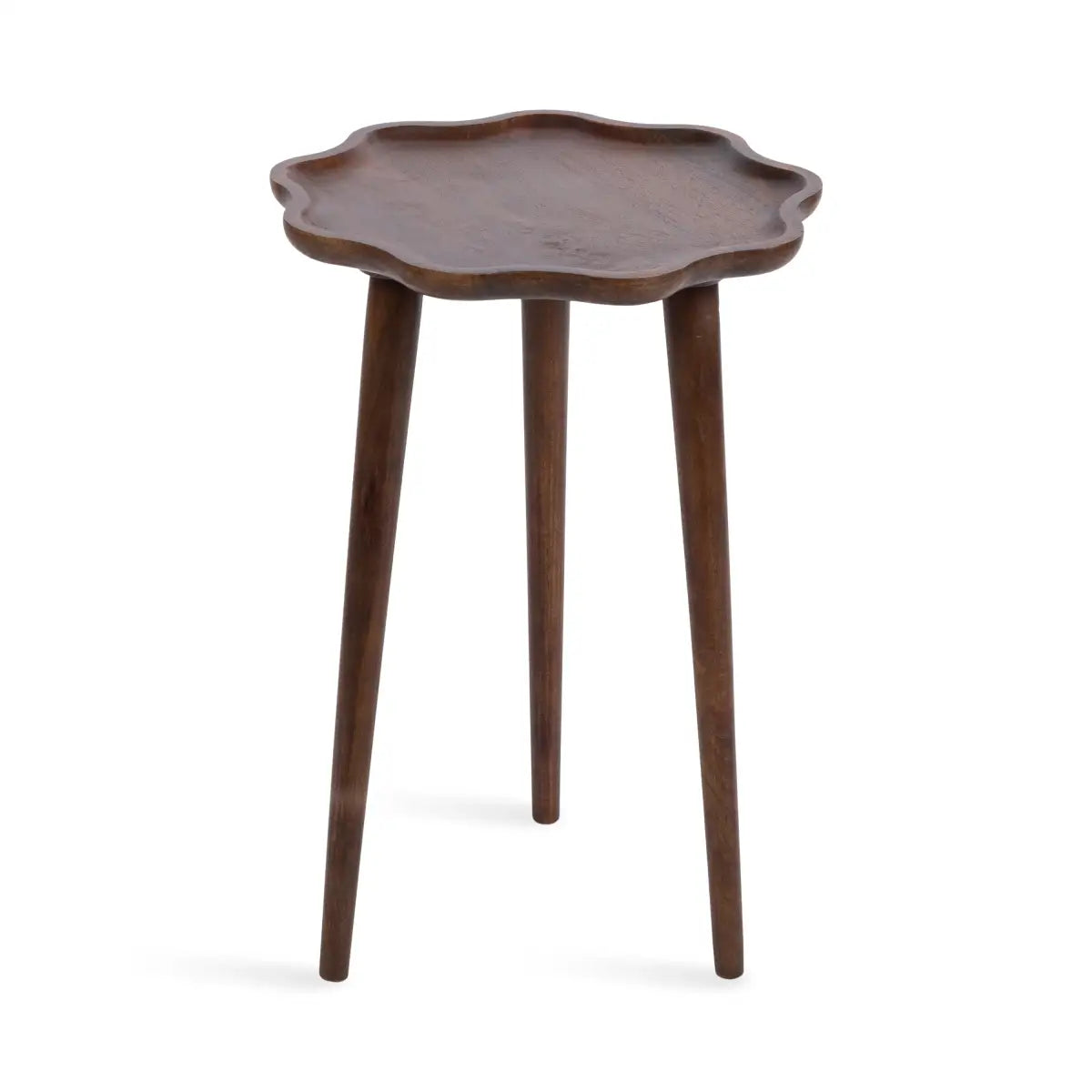 Alezar Scallop Wood Side Table - Walnut Brown / 15x15x22 - kateandlaurel