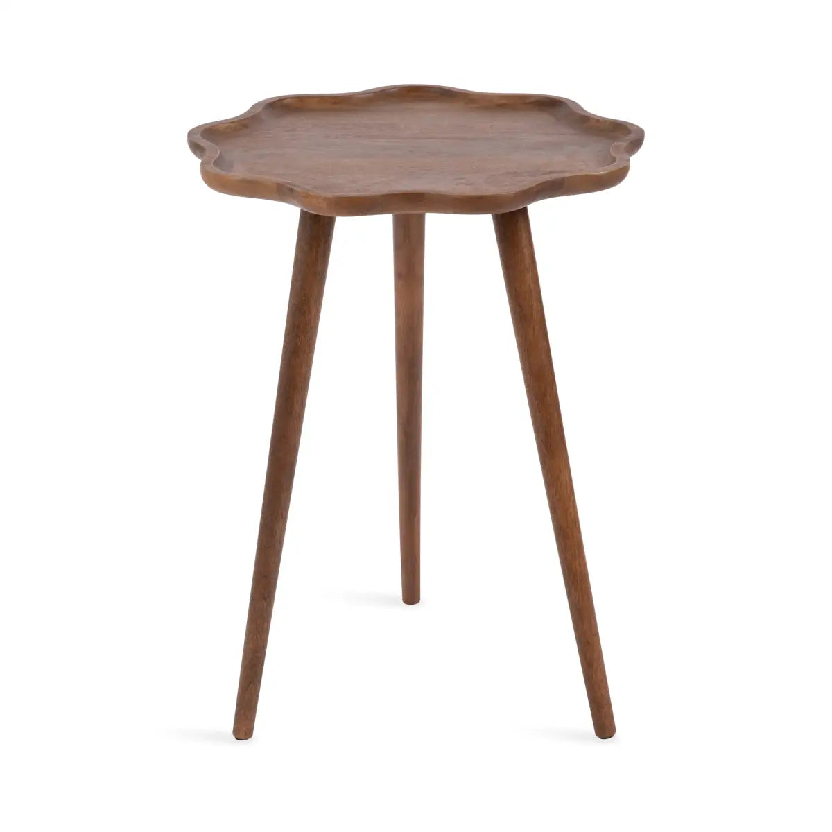 Alezar Scallop Wood Side Table - Walnut Brown / 19x19x24 - kateandlaurel