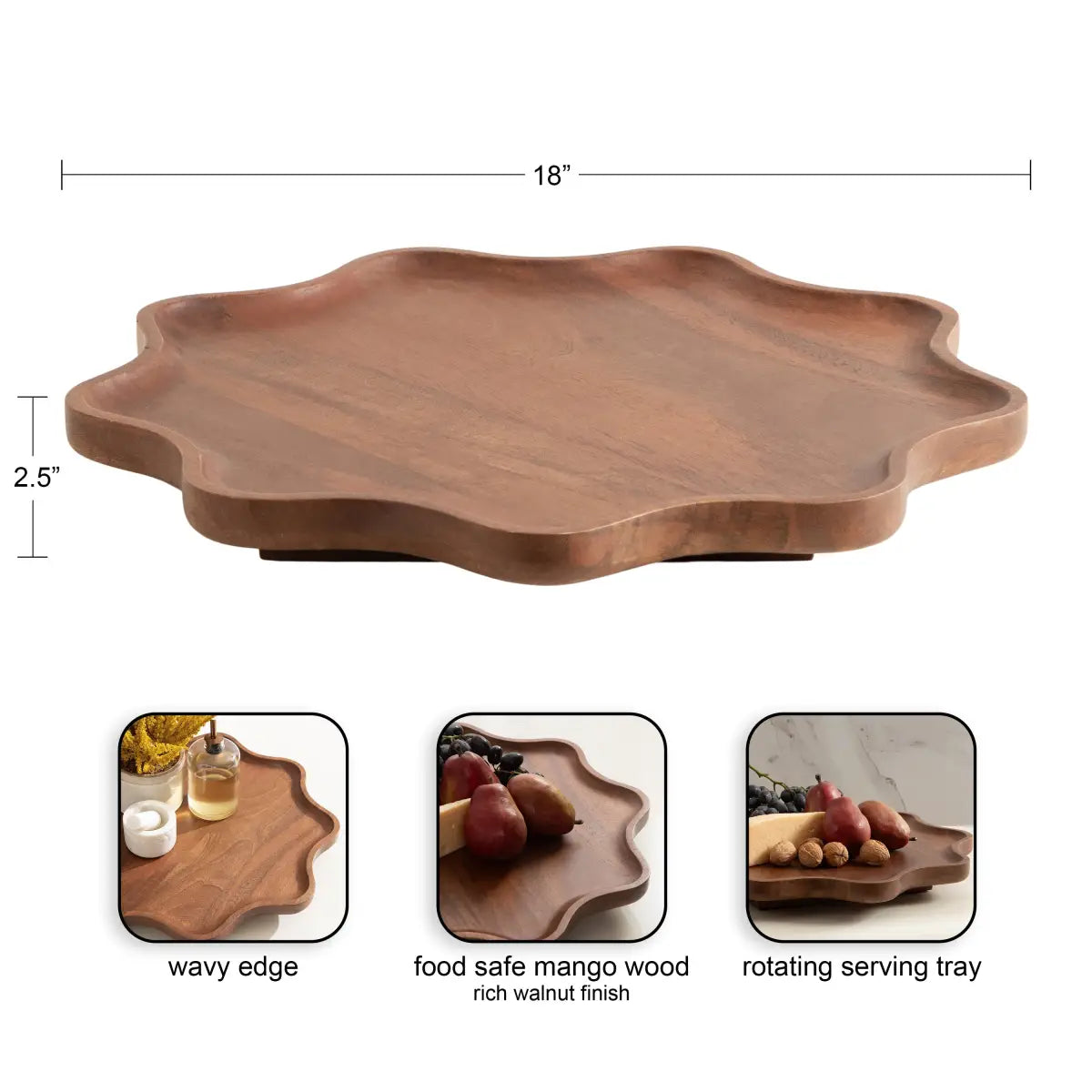 Alezar Wood Lazy Susan Tray - kateandlaurel