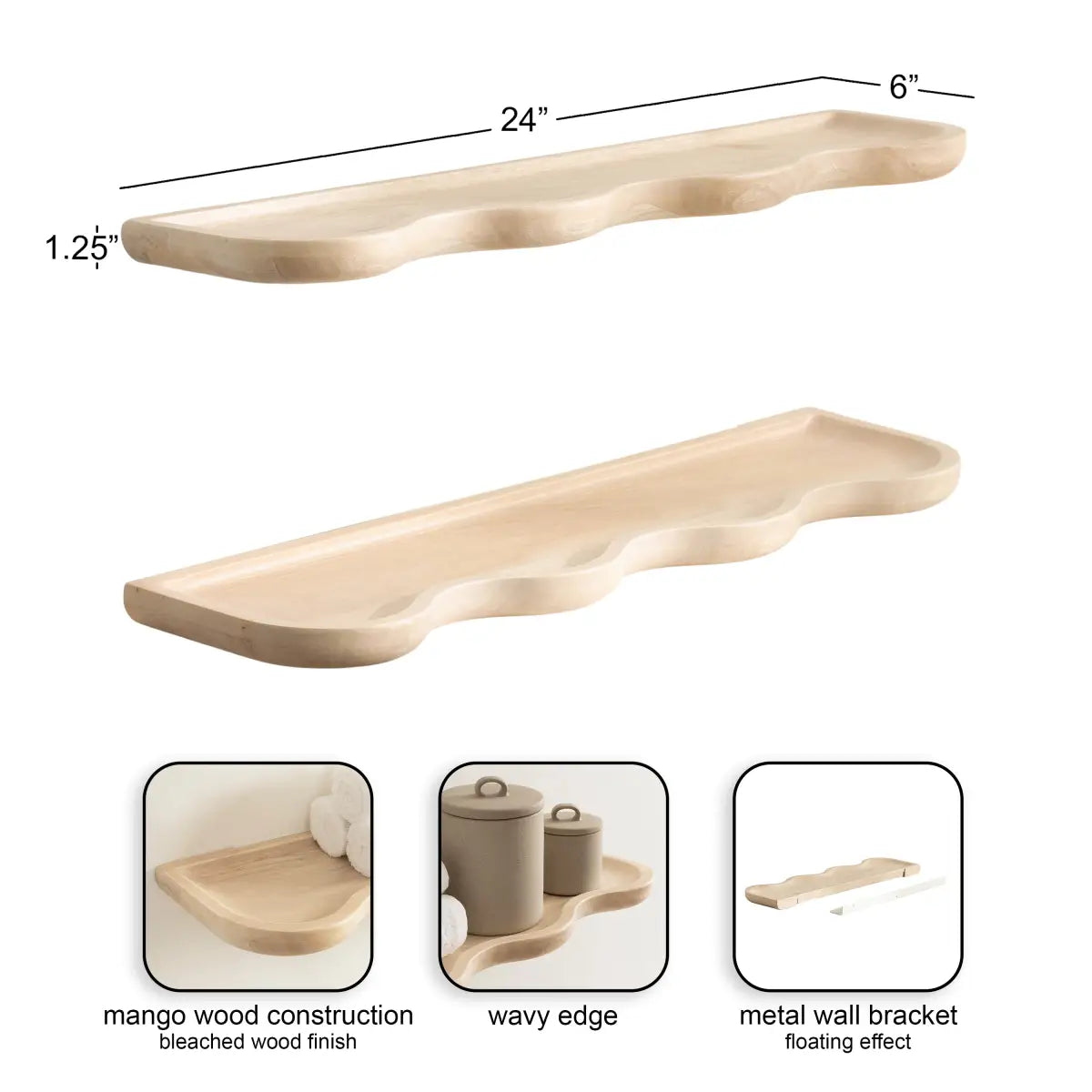 Alezar Wood Shelf - Set of 2 - kateandlaurel