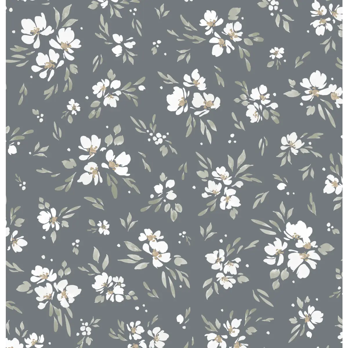 Alina Wallpaper - Soft Floral - by Melissa Johnson Design - Sample 1 foot by 1 foot / Dark - Loomwell Home Goods
