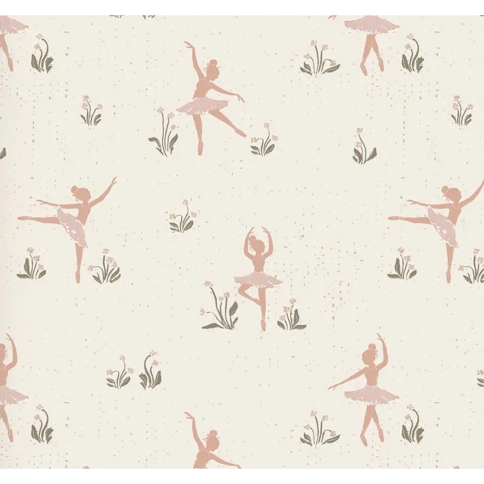 Allegra Wallpaper - Ballet Ballerina - by Creating to Love - Sample 1 foot by 1 foot / Cream and Pink - Loomwell Home