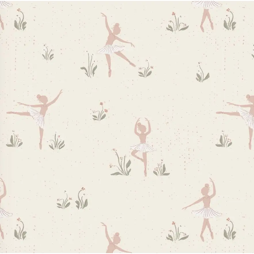 Allegra Wallpaper - Ballet Ballerina - by Creating to Love - Sample 1 foot by 1 foot / Cream and White - Loomwell Home