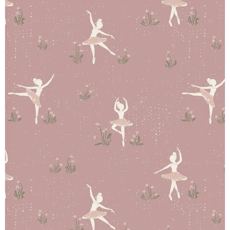 Allegra Wallpaper - Ballet Ballerina - by Creating to Love - Sample 1 foot by 1 foot / Mauve - Loomwell Home Goods