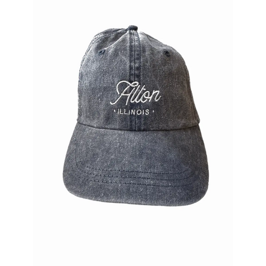 Alton Illinois Script Baseball Hat - Deep Blue - Ruff House Print Shop