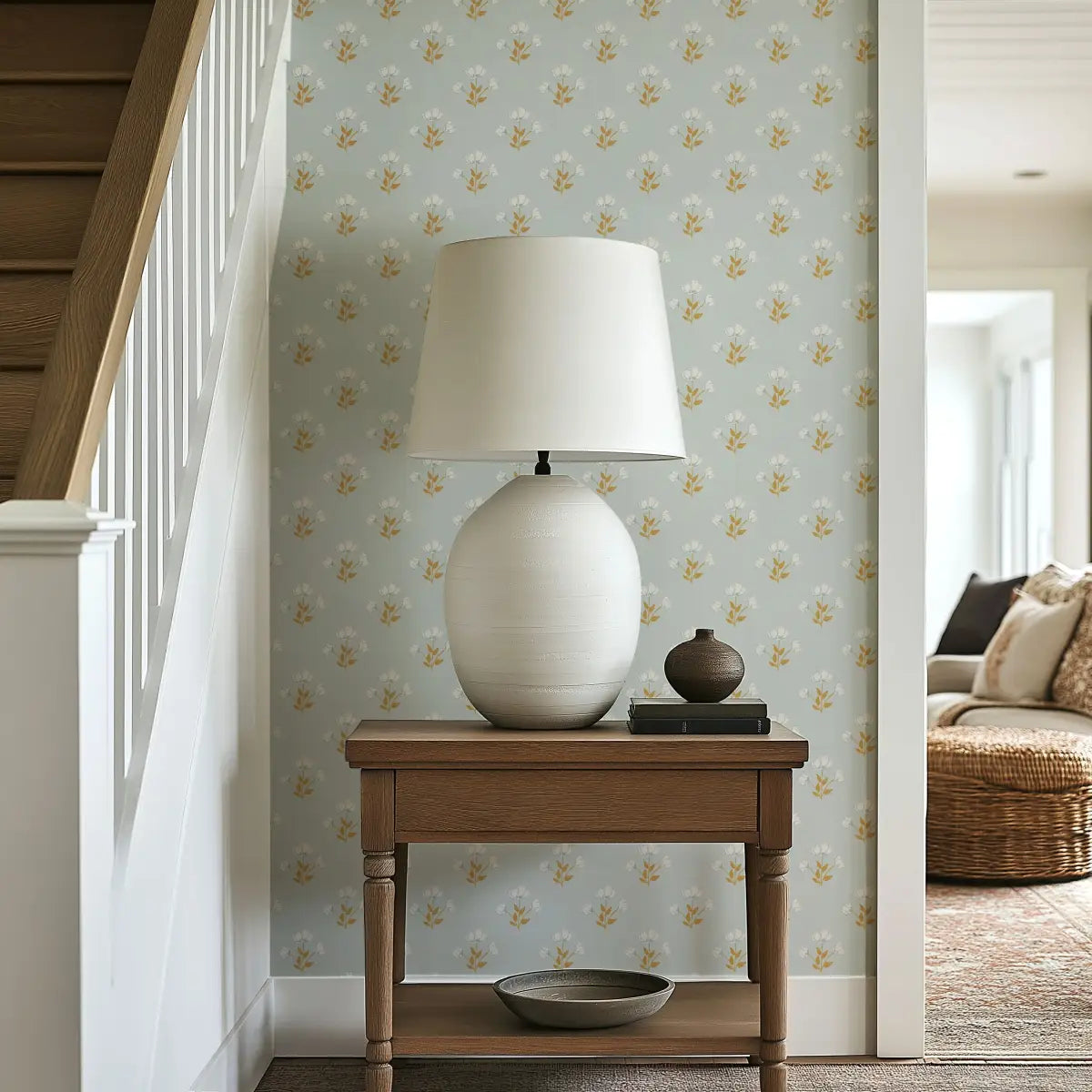 Alyce Wallpaper - Block Print Flowers - by Megan Cabaj - Loomwell Home Goods
