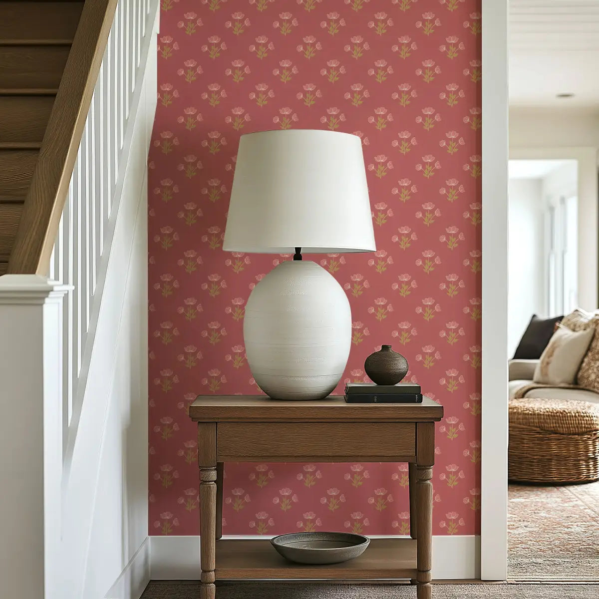 Alyce Wallpaper - Block Print Flowers - by Megan Cabaj - Loomwell Home Goods
