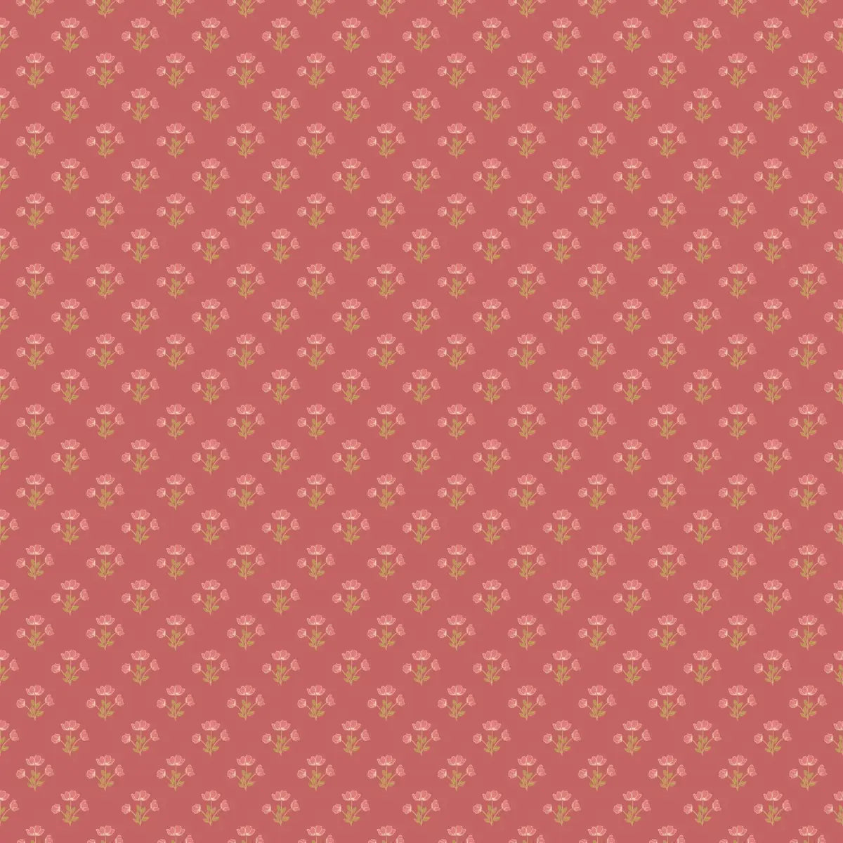 Alyce Wallpaper - Block Print Flowers - by Megan Cabaj - Sample 1 foot by 1 foot / Pink - Loomwell Home Goods