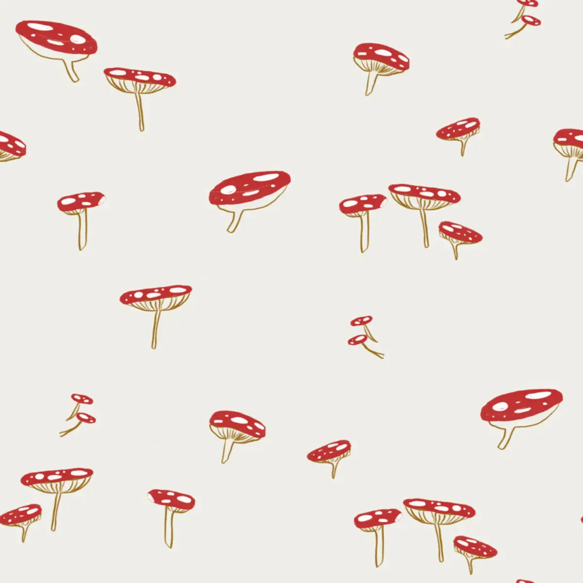 Amanita Wallpaper - Red Mushroom Line Drawings - by Shop Pudge - Sample 1 foot by 1 foot - Loomwell Home Goods