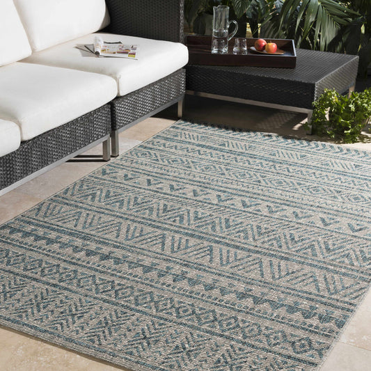 Novato Aqua All Over Pattern Performance Rug - Boutique Rugs