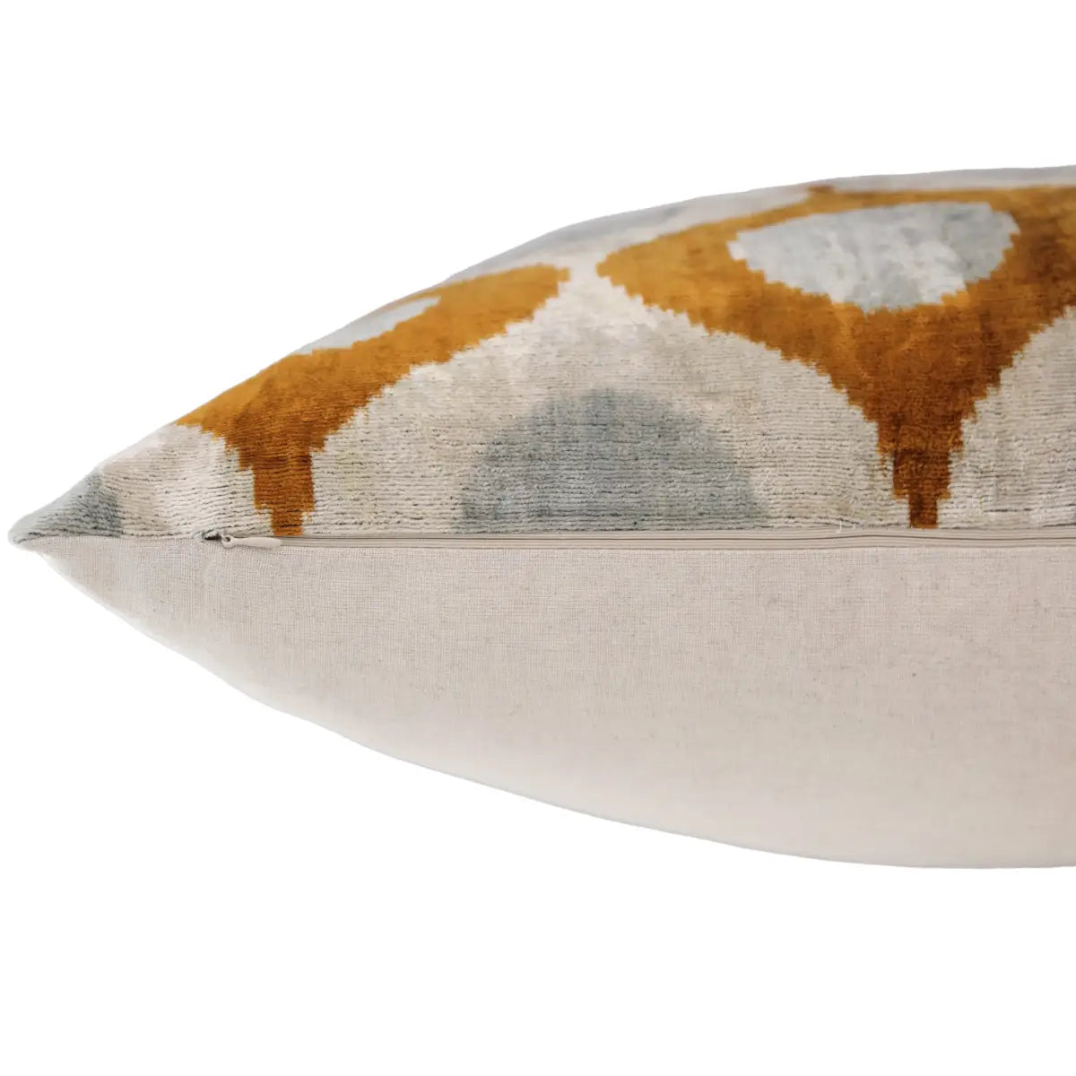 Amber Gray Silk Velvet Pillow – 16x16 Handmade Luxury Geometric Cushion - Canvello