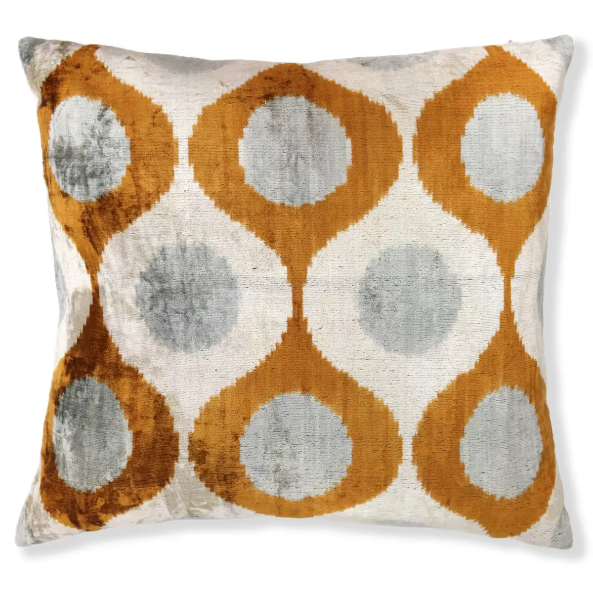 Amber Gray Silk Velvet Pillow – 16x16 Handmade Luxury Geometric Cushion - Canvello