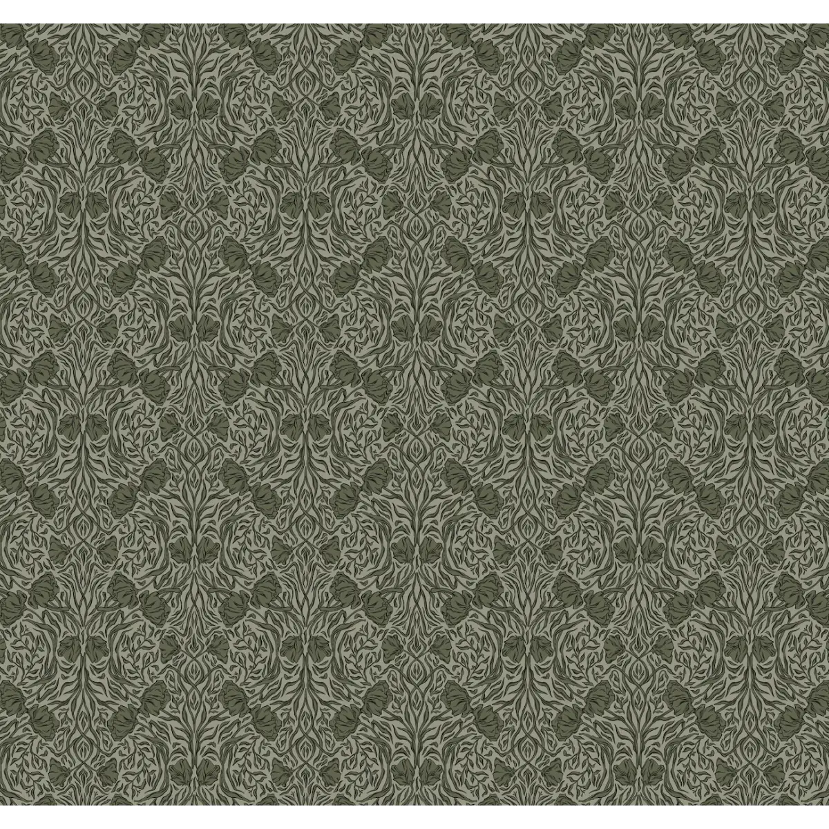 Amberly Wallpaper - Traditional Floral - by Aubrey Fairchild - Sample 1 foot by 1 foot / Green - Loomwell Home Goods