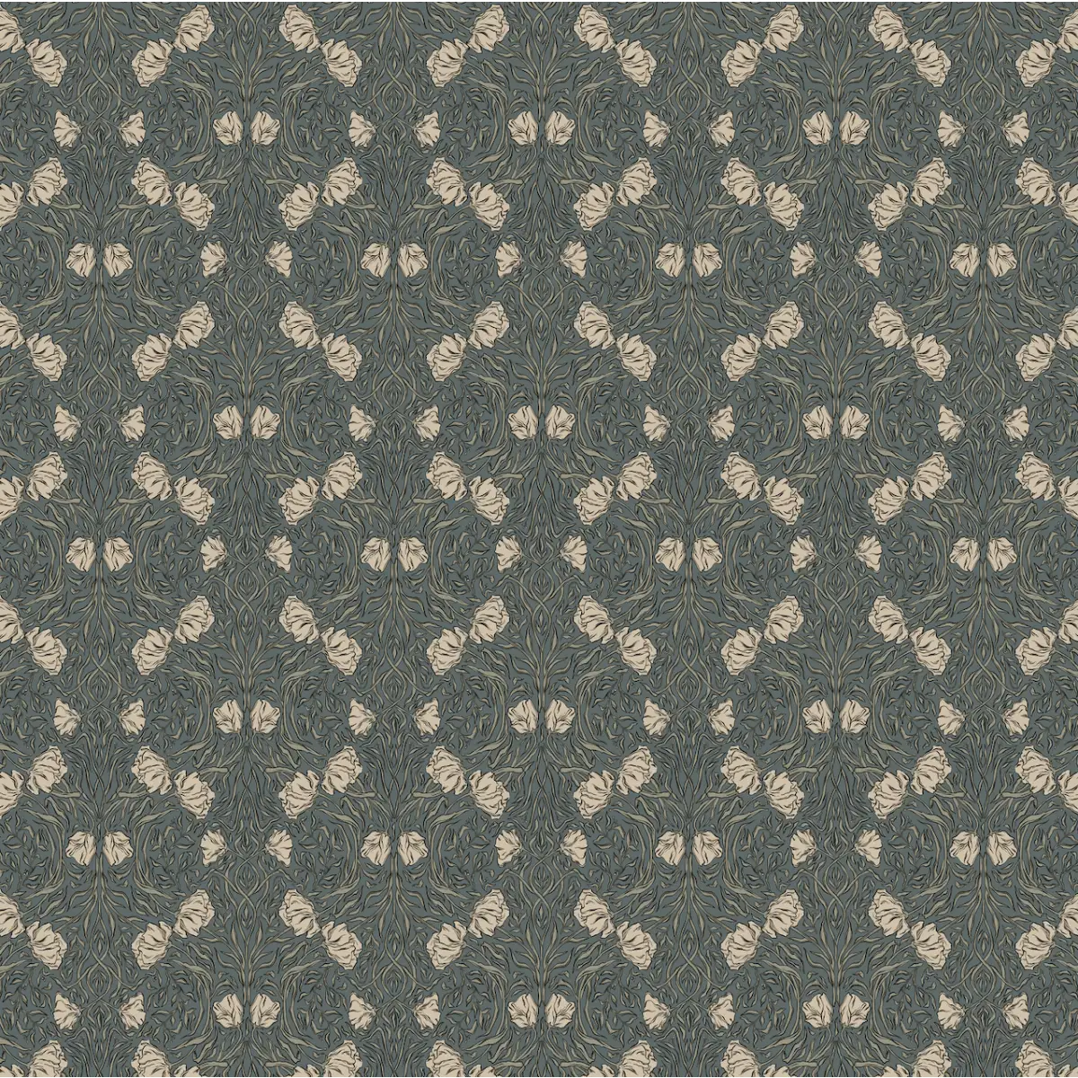 Amberly Wallpaper - Traditional Floral - by Aubrey Fairchild - Sample 1 foot by 1 foot / Muted Teal - Loomwell Home