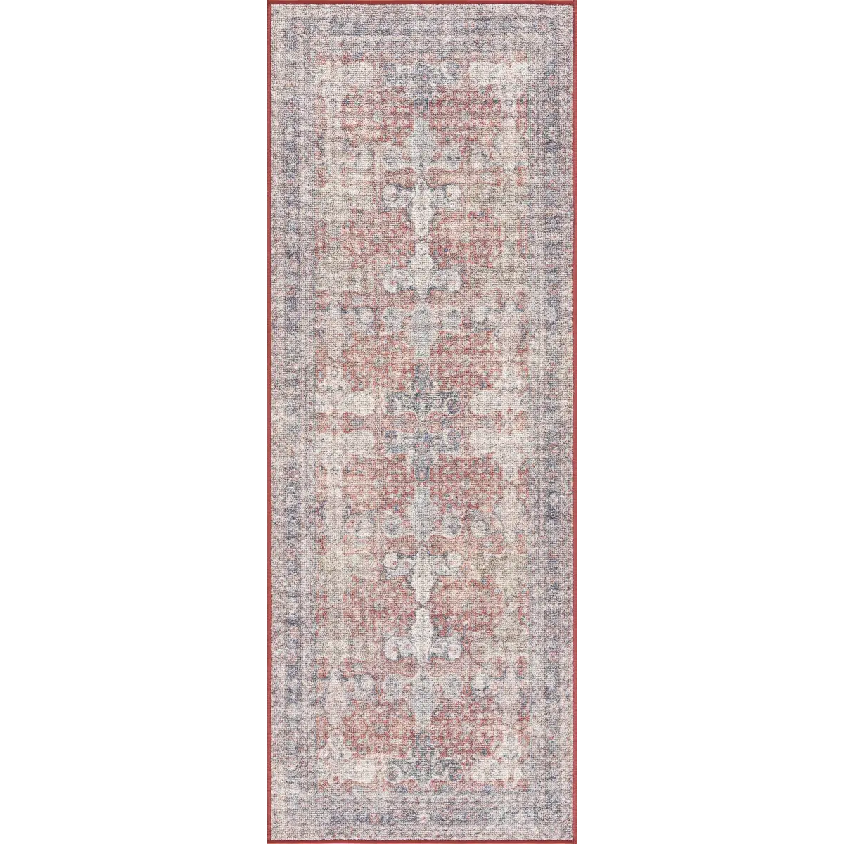 Ambre Distressed Red Washable Rug - 2’7’’ x 7’3’’ Runner - Boutique Rugs