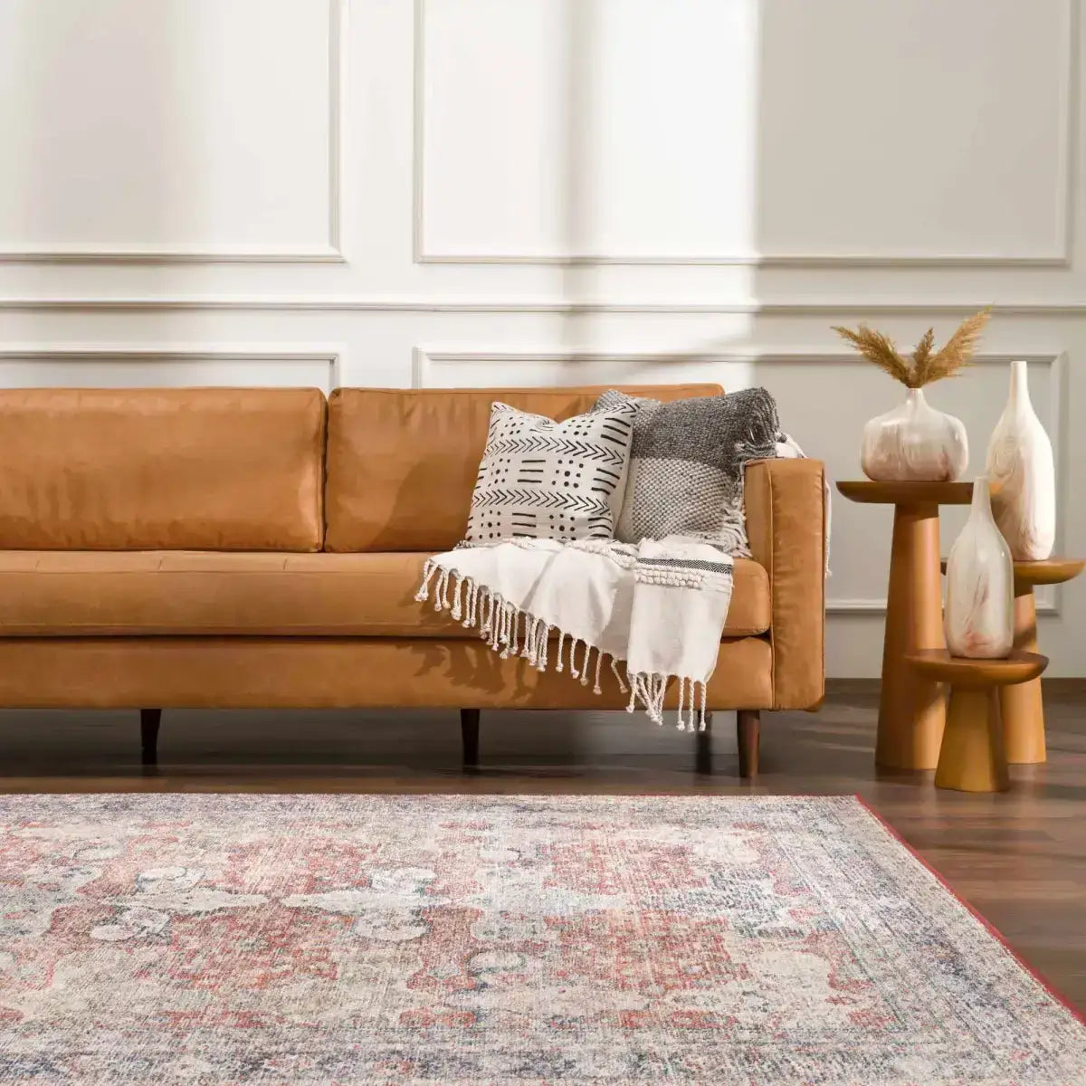 Ambre Distressed Red Washable Rug - Boutique Rugs