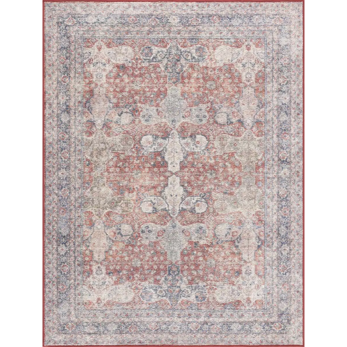 Ambre Distressed Red Washable Rug - Boutique Rugs