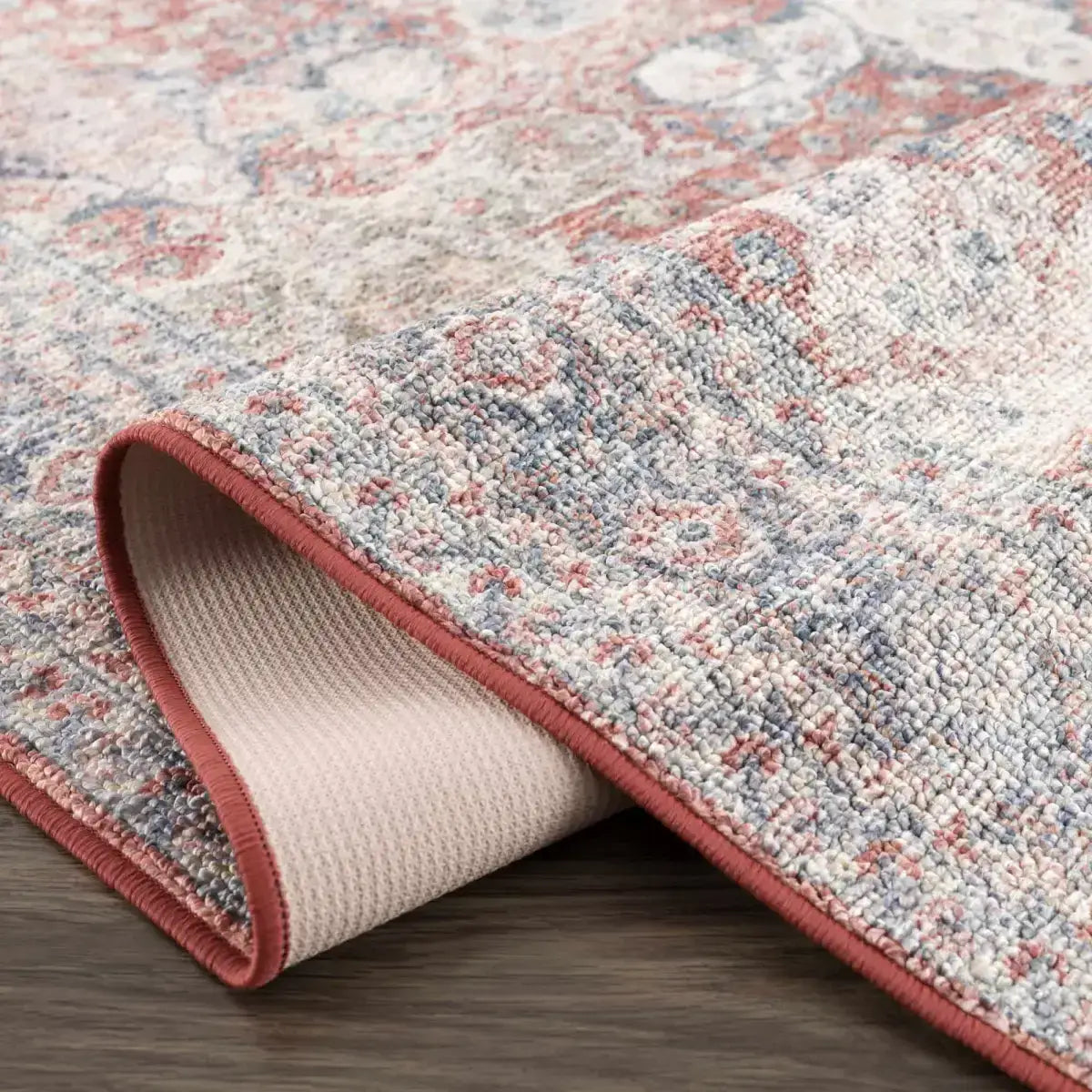 Ambre Distressed Red Washable Rug - Boutique Rugs