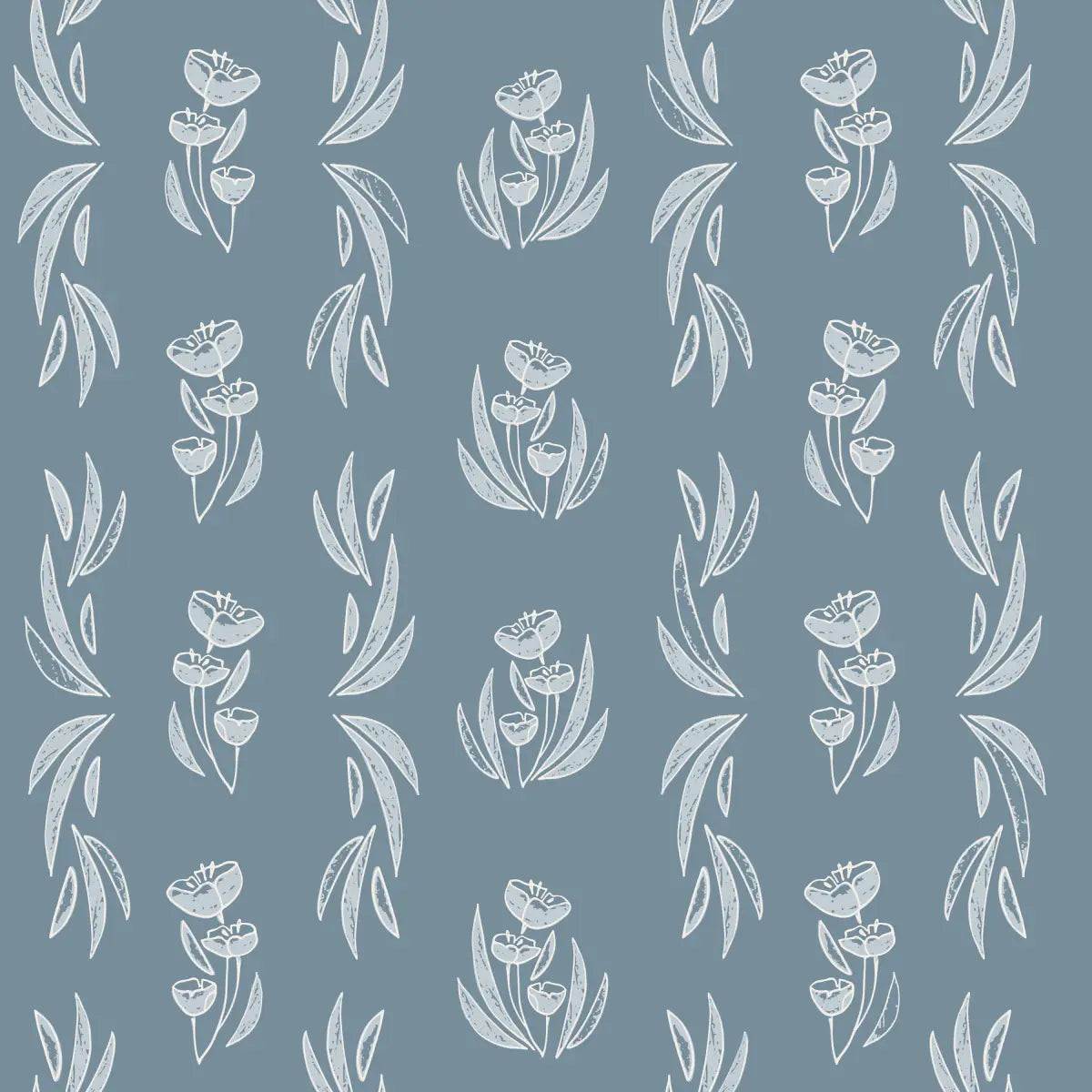Ambrose Wallpaper - Buttercup Sketches - by Melissa Johnson Design - Sample 1 foot by 1 foot / Blue / Small Scale